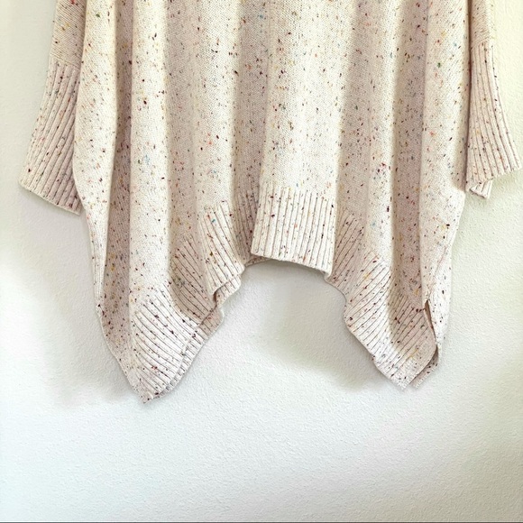 NWT LOFT Speckled Knit Turtleneck Poncho Sweater Cream Rainbow Confetti Small - Picture 8 of 15